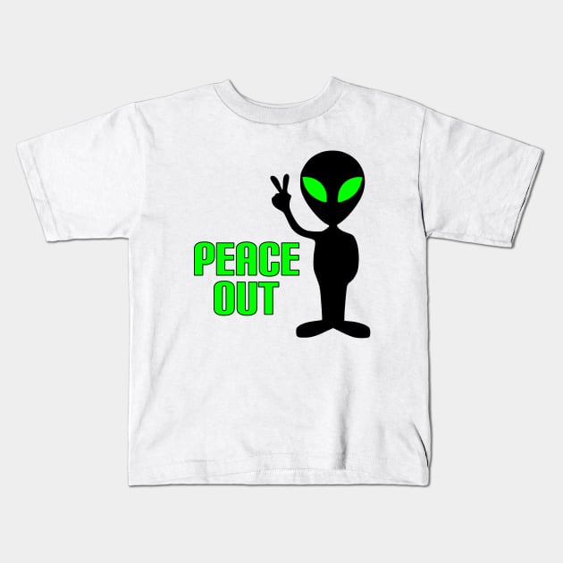 Peace Out Alien Kids T-Shirt by imphavok